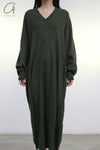 SWAYING/KNIT V-neck wide dress SW23AW2L21 dark green PS65